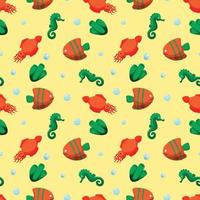 Hand drawn world oceans day seamless pattern. vector