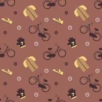 Hand drawn world bicycle day seamless pattern. vector