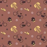 Hand drawn world bicycle day seamless pattern. vector