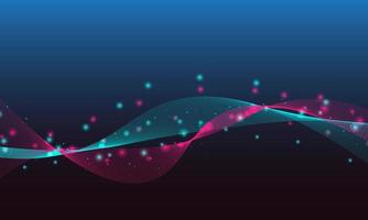 Abstract gradient blue and pink wavy lines with dot background. vector