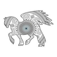 mandala caballo página para colorear vector