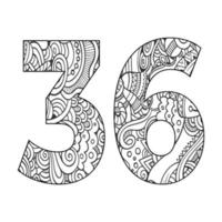 Mandala Number Coloring Page For Kids vector