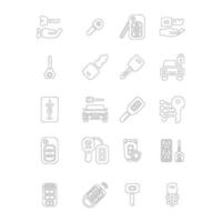 conjunto de iconos de línea clave. icono de la línea de transporte público. ilustración del icono de la llave del coche en el fondo blanco. vector