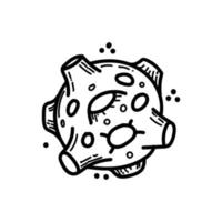 Simple planet icon, hand-drawn sketch in doodle style. Space. Planet of the solar system. Isolated vector illustration