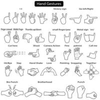 A set of hand gestures line icon set vector