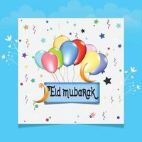 Eid MUBARAK Balloons Decoration EID social media post vector