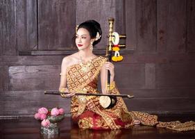 Thai costume dress beautiful women, costume thai style in thailand photo