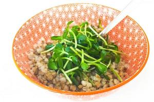 Buckwheat porridge with sunflower microgreens