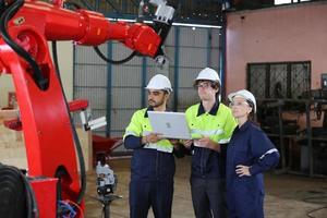 Professional men engineer worker skills quality, maintenance, training industry factory worker , warehouse Workshop for factory operators, mechanical engineering team production. photo