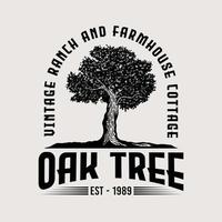 Vintage Old oak strong tree vector