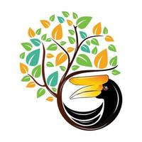 Exotic hornbill vector logo illustration