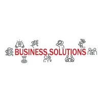 business solutions icons vector design