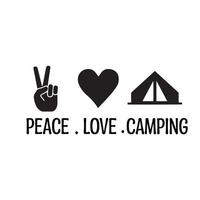 paz amor camping concepto vector diseño