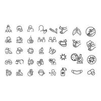 Covid 19 symptoms and precaution icons vector design