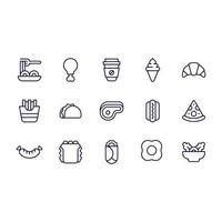 fast food line icons vector design