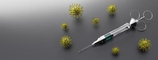 Medical syringe with a needle for vaccination. 3D Rendering