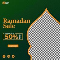 green banner ramadan sale for social media vector