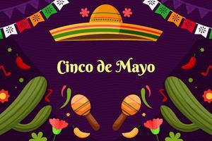 Flat Cinco De mayo celebration background vector
