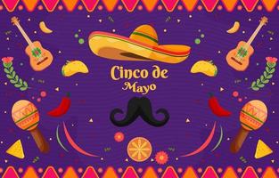 fondo plano de cinco de mayo con elemento de partículas vector