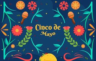 fondo plano de cinco de mayo con elemento de partículas vector