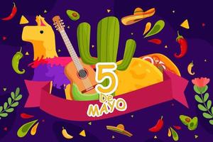 Flat Cinco De Mayo background vector