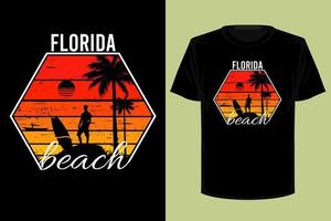 Florida beach retro vintage t shirt design vector