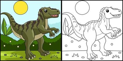 ilustración de página para colorear de dinosaurio fukuiraptor vector