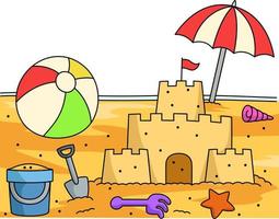 Toys On The Beach Cartoon Colored Clipart vector