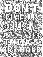 Dont Give Up Motivational Quote Coloring Page vector