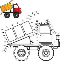 Dot to Dot Dump Truck Isolated Coloring Page vector