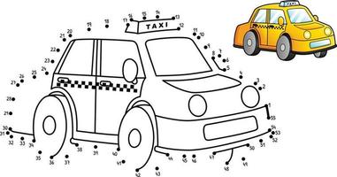 Dot to Dot Taxi Isolated Coloring Page for Kids vector