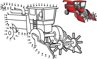 Dot to Dot Combine Harvester Isolated Coloring vector