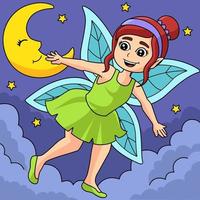 Flying Fairy Colored Cartoon Illustration vector