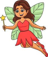 Fairy Holding Magic Wand Cartoon Colored Clipart vector