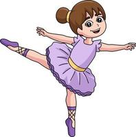 Dancing Ballerina Girl Cartoon Colored Clipart vector