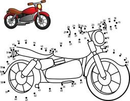 Dot to Dot Motorcycle Isolated Coloring Page vector