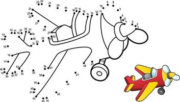 Dot to Dot Propeller Plane Isolated Coloring Page vector