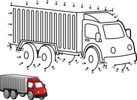 Dot to Dot Truck Isolated Coloring Page for Kids vector