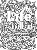 Possibilities Motivational Quote Coloring Page vector