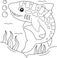 Página para colorear de animales de tiburón leopardo para niños vector
