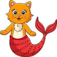 Cat Mermaid Cartoon Colored Clipart Illustration vector