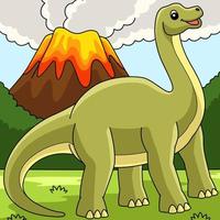 Brontosaurus Dinosaur Colored Cartoon Illustration vector