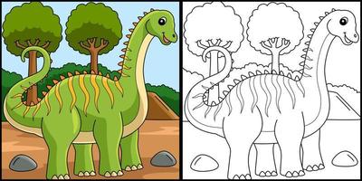 Diplodocus Dinosaur Coloring Page Illustration vector