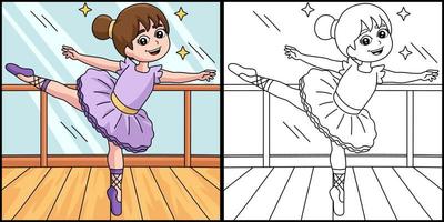 bailando bailarina niña para colorear ilustración vector