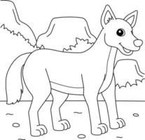 Página para colorear de animales dingo para niños vector