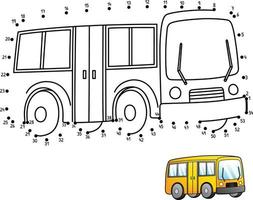 Dot to Dot Bus Isolated Coloring Page for Kids vector