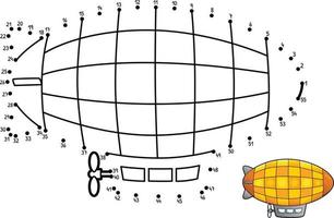 Dot to Dot Zeppelin Isolated Coloring Page vector