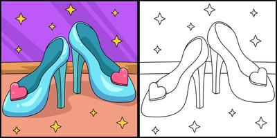 Princess Shoes With Heels Coloring Illustration vector