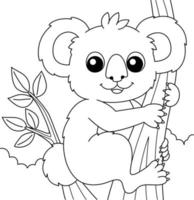 página para colorear de animales koala para niños vector