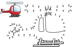 Dot to Dot Helicopter Isolated Coloring Page vector